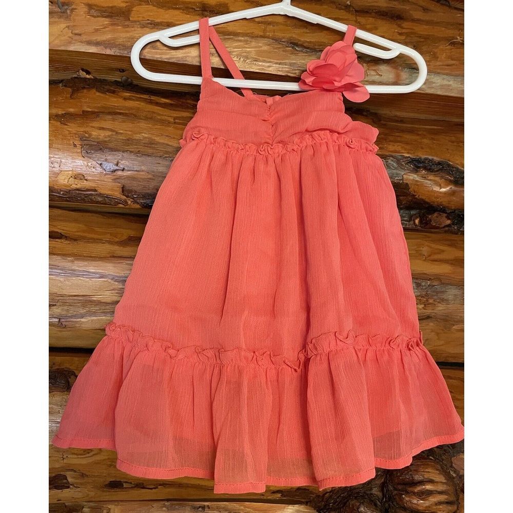 Old‎ Navy Peach Strapless Ruffled Bottom Dress W/ Flower Accent Size 6-12 Months
